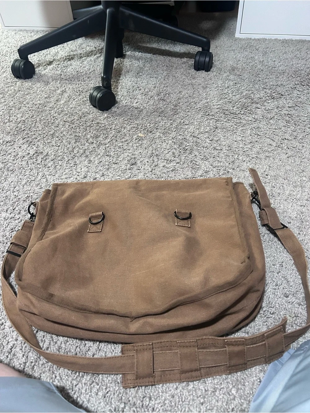 Men's Brown Canvas Crossbody Messenger Bag